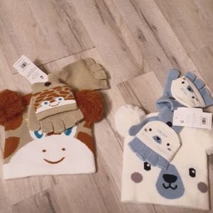 HAT & GLOVE BROWN SET ONLY   NEW